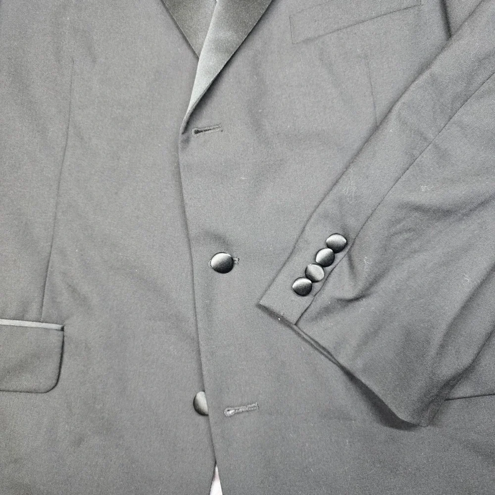 Stafford Tuxedo Suit Set Mens 44R 2 Piece Pants‎ 35x28 Black Jacket Formal Wear